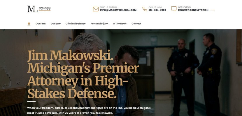 Makowski Legal 2026 website redesign — Michigan gun law and criminal defense attorney website design, Detroit